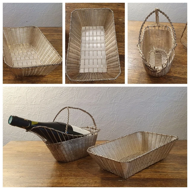 Corbeille A Bouteille Vin En Metal Argente Et Panier Paniere A Pain Assorti 🍷