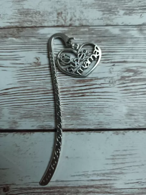 Silver handmade bookmark with a mum mom daughter mama sister charm. Great gift