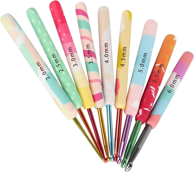 Set Uncinetti 9 Pezzi Con Impugnatura Morbida - Da 2.0mm A 6.0mm Per Principianti E Esperti - Foto 10