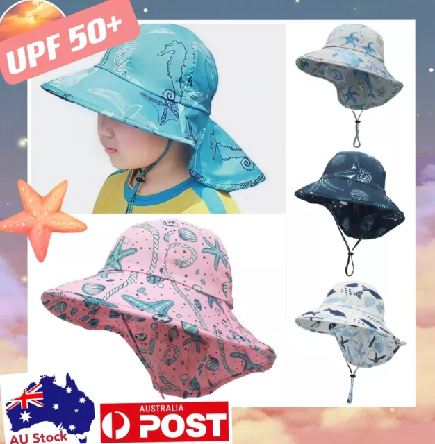 Boys girls sun hat children kids summer beach bucket cap UV protection