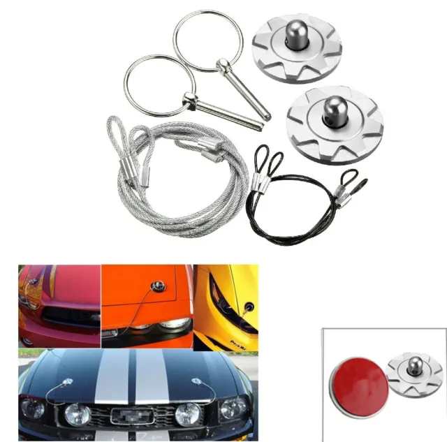 CNC Universal Car Racing Sport Bonnet Hood Pin Lock Latch Appearance Kit Silver