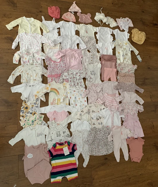 Pacchetto vestiti per bambine piccolo prem enorme joblot 72 articoli nuovo
