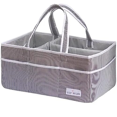 Baby Diaper Caddy Organizer - Baby Shower Basket Large (Pack of 1) Gray/Gray