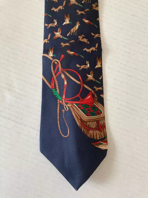 The Original BD Baggies Men's Necktie Tie Silk Blue Small Game Animals Made USA