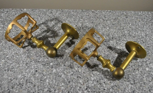 Lot of 2 - Antique Vintage Brass Wall Mount Soap/Sponge Holder/Cup Holder