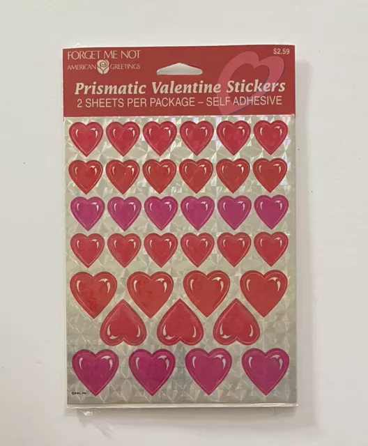 36 (3 packs of 12) red puffy heart stickers prismatic 1.75 Valentine's Day
