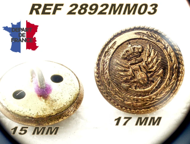 3 Anciens Boutons Métal Doré Et Laiton 2 Diam 17 Mm 1 Diam 15 Mm Ref2892Mm03