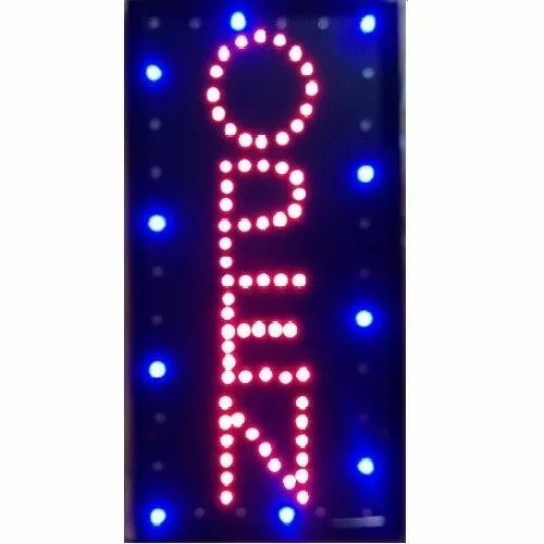 Animated Motion LED Business Vertical Open SIGN +On/Off Switch Bright Light Neon