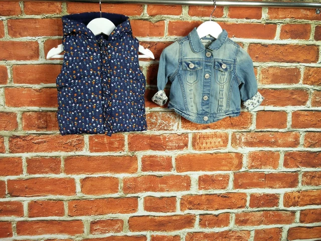 Girl Bundle Age 6-9 Months Next George Gilet Jacket Denim Floral Padded Zip 74Cm