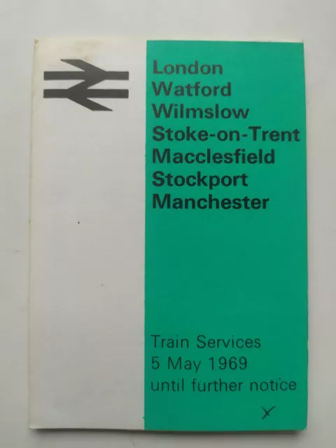 British Rail Pocket Timetable London Macclesfield Manchester May 1969 DAMAGED