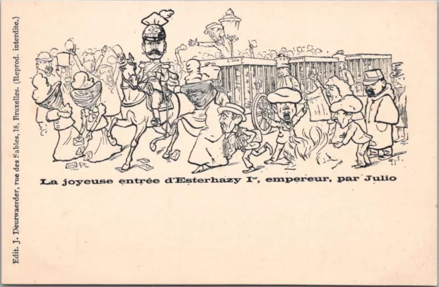 Vintage JUDAICA Jewish Postcard DREYFUS AFFAIR "La Joyeuse Entr�e d'Esterhazy"