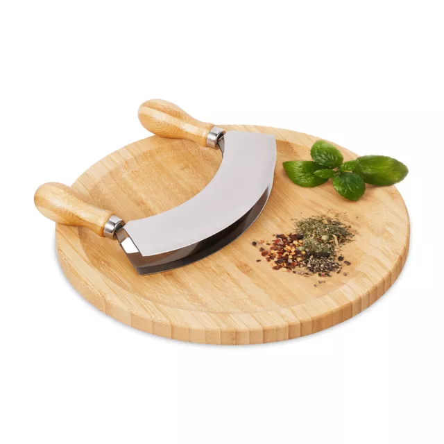 Hachoir Berceuse Demi-lune Planche herbes aromatiques Couteau acier inoxydable