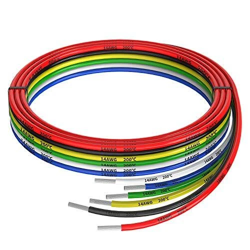 14awg Silicone Electrical Wire Cable 6 Colors (5ft 6 Colors each 5FT 14AWG