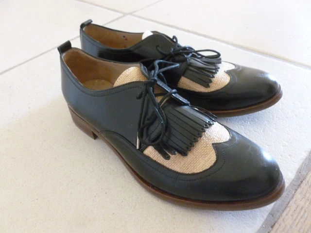 Chaussures Bocage En Cuir Noir - Pointure 38, Talons Bas - Occasion En Très Bon état (TBE)