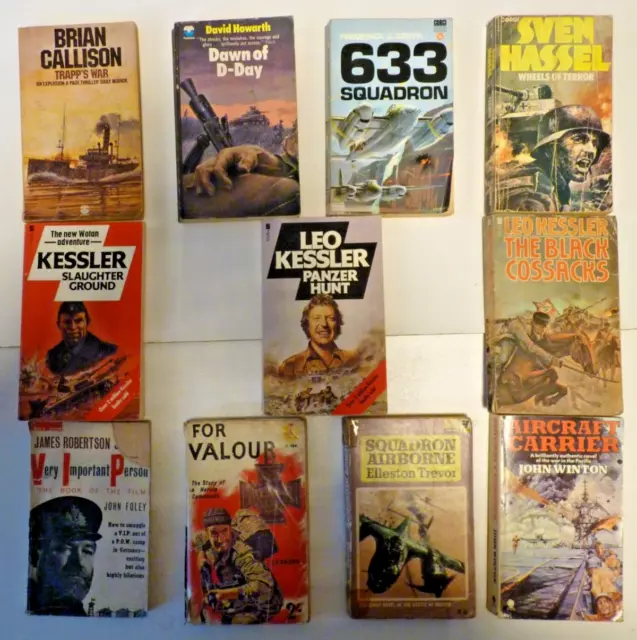 War Books - Job Lot Eleven Old Mostly Fiction Paperback Books Of War