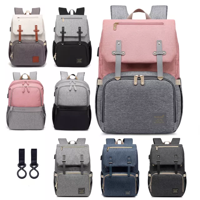 USB Diaper Backpack Baby Nursing Nappy Bag Large Capacity Maternity Travel Bag