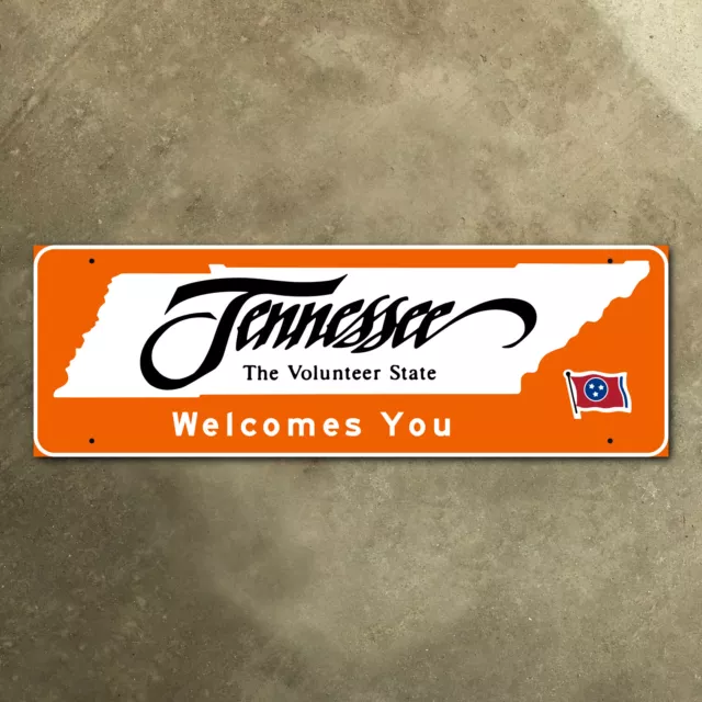 Tennessee state line highway marker road sign 2003 Volunteer State orange 30x10