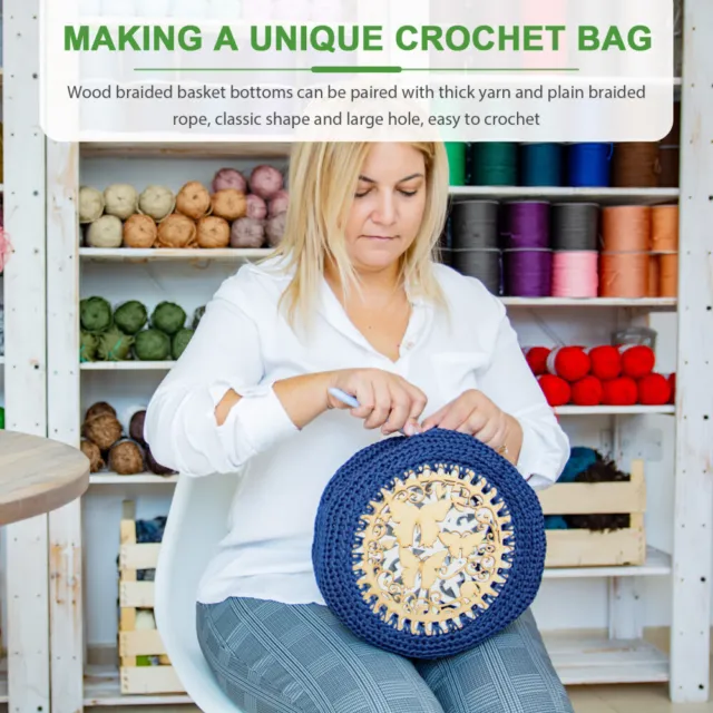 4 Pcs Basket Shaper Crochet Bag Base Round Wooden Bottom Miss 3