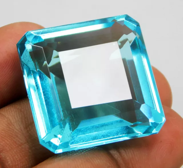 Natural 85.90 Ct Brazilian Blue Topaz Radiant Cut Certified Loose Gemstone