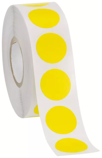 Self Adhesive Labels 3/4" Dot Circle Stickers Yellow 2000 Labels 2 Rolls Blank