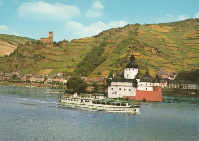 S3350 KAUB Rhein Burg Gutenfels Pfalz Motorschiff 1980er