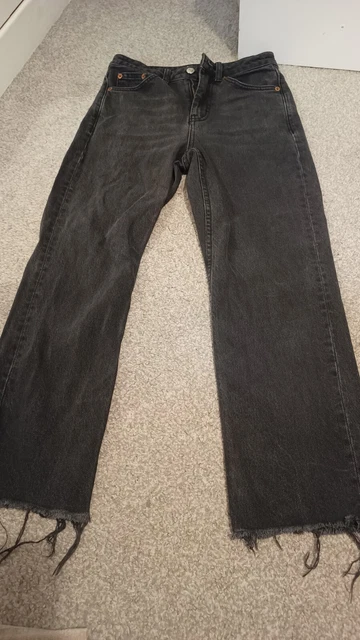 Jeans a vita alta Topshop neri dritti lavati con 25 l30 larghi