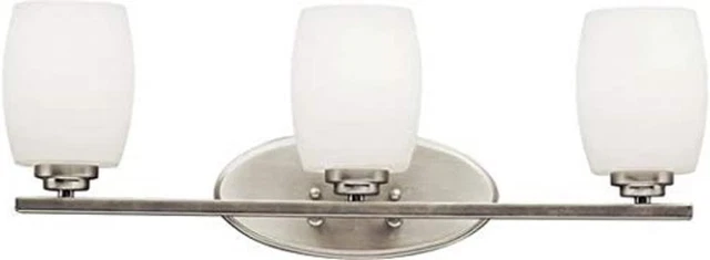 Kichler Eileen 24" 3 Light LED Vanity Satin Opal Glass Brushed Nickel 3-Light