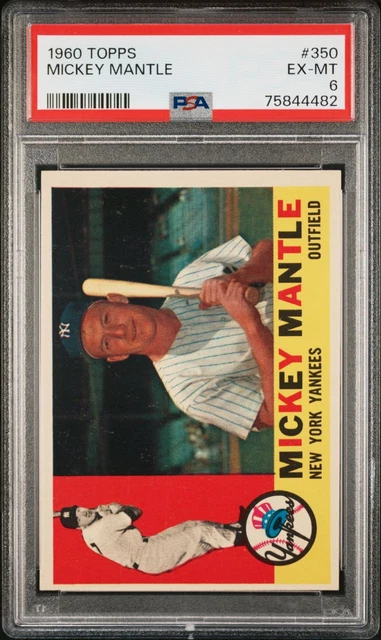 1960 Topps #350 Mickey Mantle PSA 6 GREAT COLOR 1960 Topps #350 Mickey Mantle PSA 6 GREAT COLOR