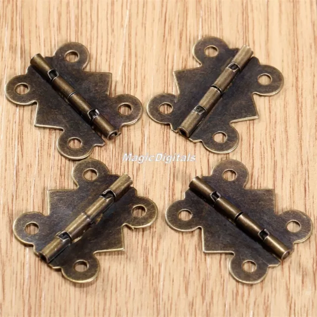 20x25mm Antique Bronze Cabinet Hinges Cupboard Wardrobe Butterfly Hinge W Screws