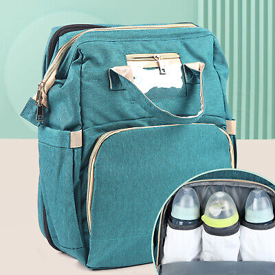 Portable Mummy Baby Diaper Bag Multi-Functional Double-Layer Backpack Blue USA