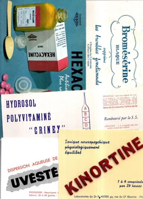 BUVARD -  Lot de 7 buvards médicaments produits pharmaceutiques. (KK1)