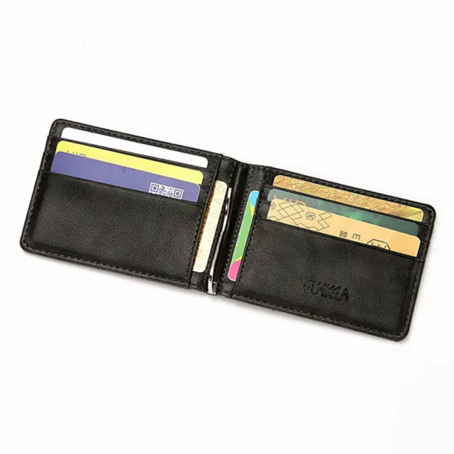 RFID Men's Leather Slim Bifold Money Clip Wallet Front Pocket Credit Card Hol YT