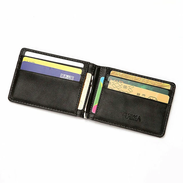 RFID MEN'S LEATHER Slim Bifold Money Clip Wallet Front Pocket Credit