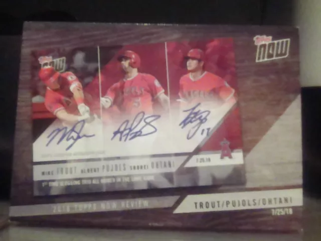 2019 Topps TN-9 Shohei Ohtani / Mike Trout / Albert Pujols Topps Now AUTO Angels