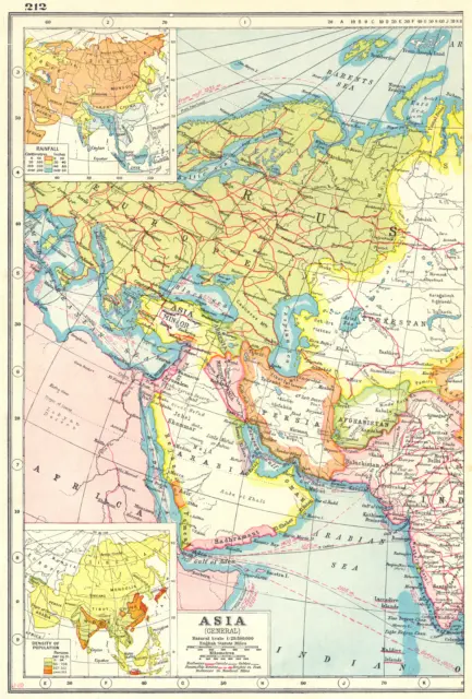 WEST ASIA.Arabia Persia Mesopotamia Russia.Rainfall population density 1920 map