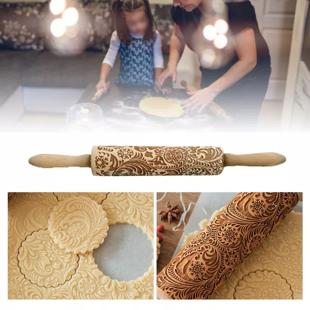 Embossed Rolling Pins Cookies Textured Decorating Craft Tool Corrosion-resistant