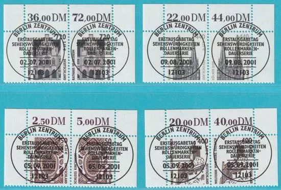 Bund 2001 gestempe. MiNr. 2197; 2206 Berlin Waagerechte Paare Sehenswürdigkeiten