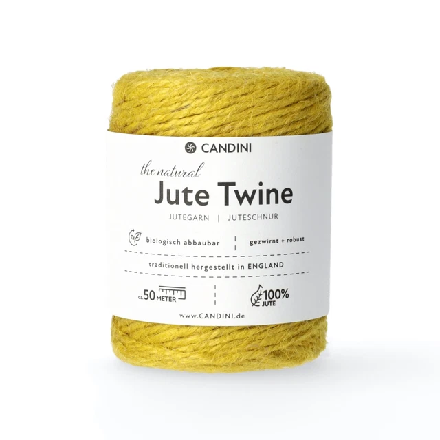 Jutegarn - gelb, 50m, 2-3mm Jute - Schnur Kordel Paketschnur Bastelschnur Deko