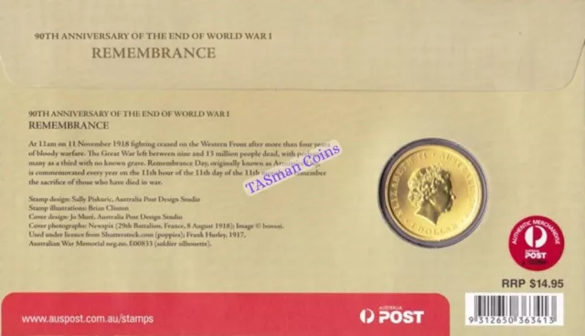 PNC Australia 2008 Remembrance 90th Anniversary End WW1 Gold Foil PM L/E 30/1111 3