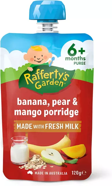 Banana, Pear and Mango Ready to Eat Porridge for 6+ Month Babies, 120G (Case of