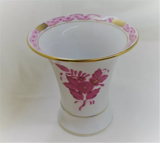 Herend Hungary Raspberry Chinese Bouquet Apponyi Vase Handpainted Porcelain 4"