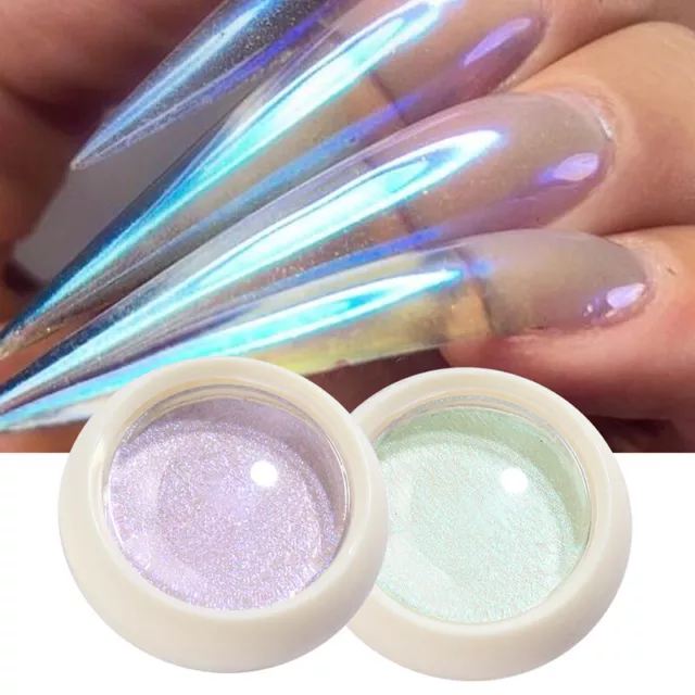 Nägel Magisch Schrubben Staub Nagel Glitzer Aurora Solid Pulver Chrom Pigment *