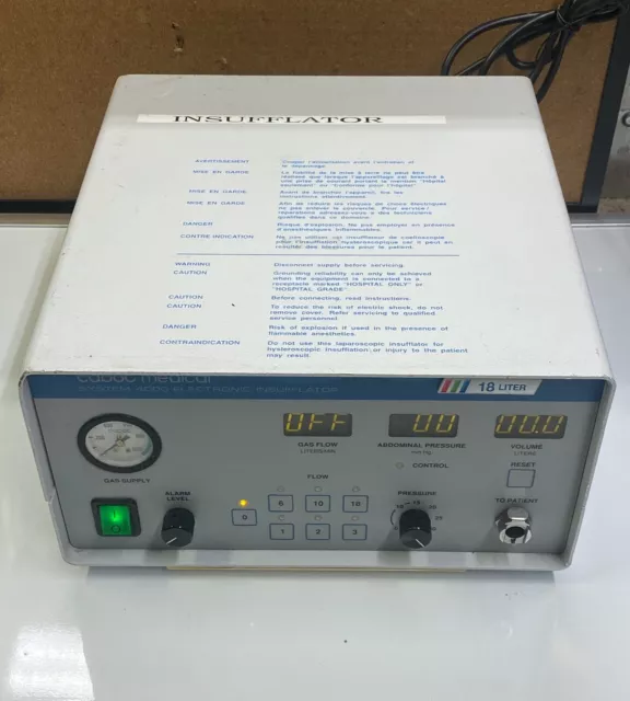 Cabot Medical System 4000 Electronic Insufflator 18 Liter *UNTESTED (Powers On)*