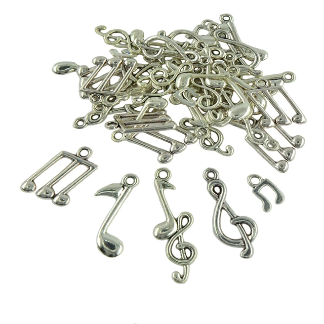 40 Stück Tibetan Silver Mixed Music Note Symbol DIY Charms Anhänger Finden