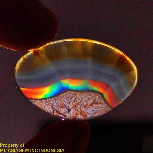16ct 'A' Grade Rainbow IRIS AGATE ~Multi-Color Fire~ 1-of-a-kind ~100% Natural