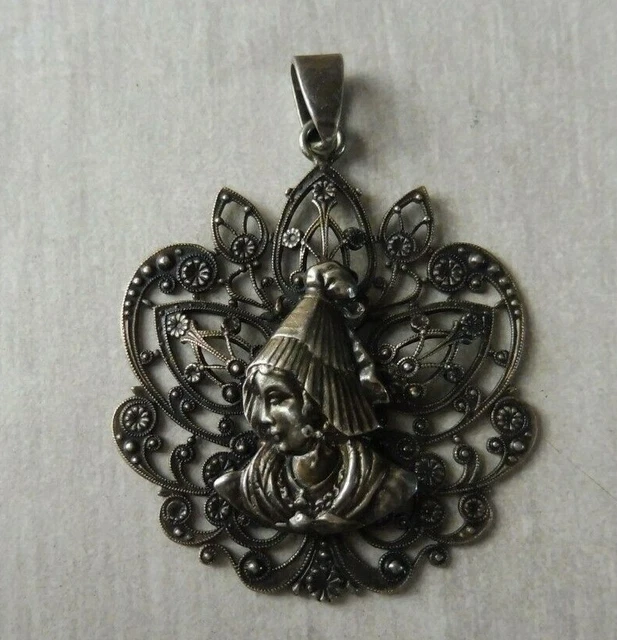 Pendentif Ancien Style Pierre - En Argent, Occasion, Bon état, Décoration Vintage