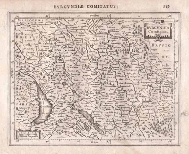 1628 Bordeaux Bourgogne Genève Suisse Svizzera France Map Mercator