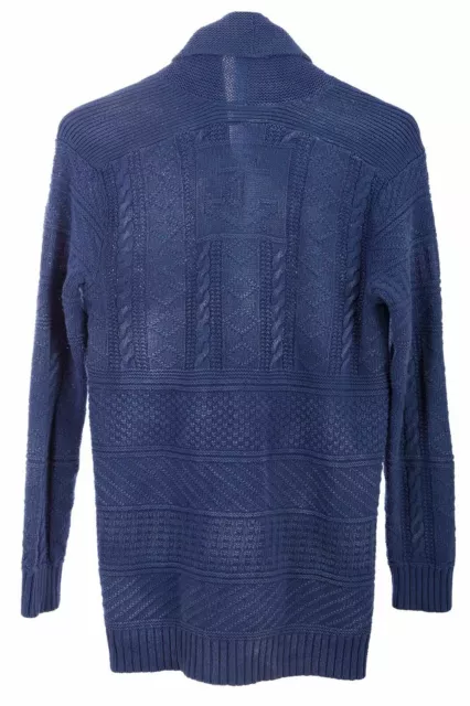 Polo Ralph Lauren cardigan bleu - motif mélange de lin coton tissage 3