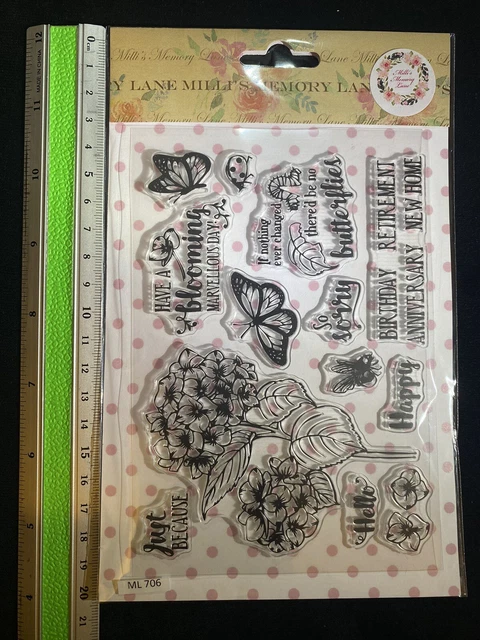 Silicone Stamp Happy Cute Butterfly Quality Key Clear Birthday Scrapbook Gift