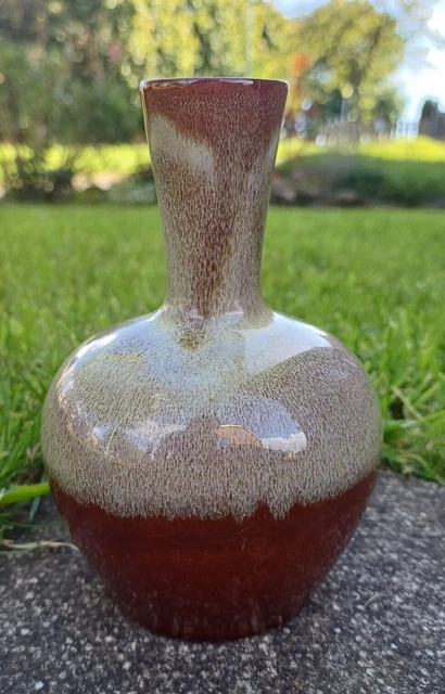 Jackfield Ironbridge Pottery Brown Glaze Vase 14.2cm Tall